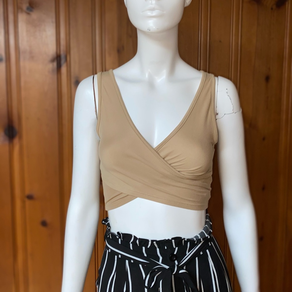 Tan wrap top